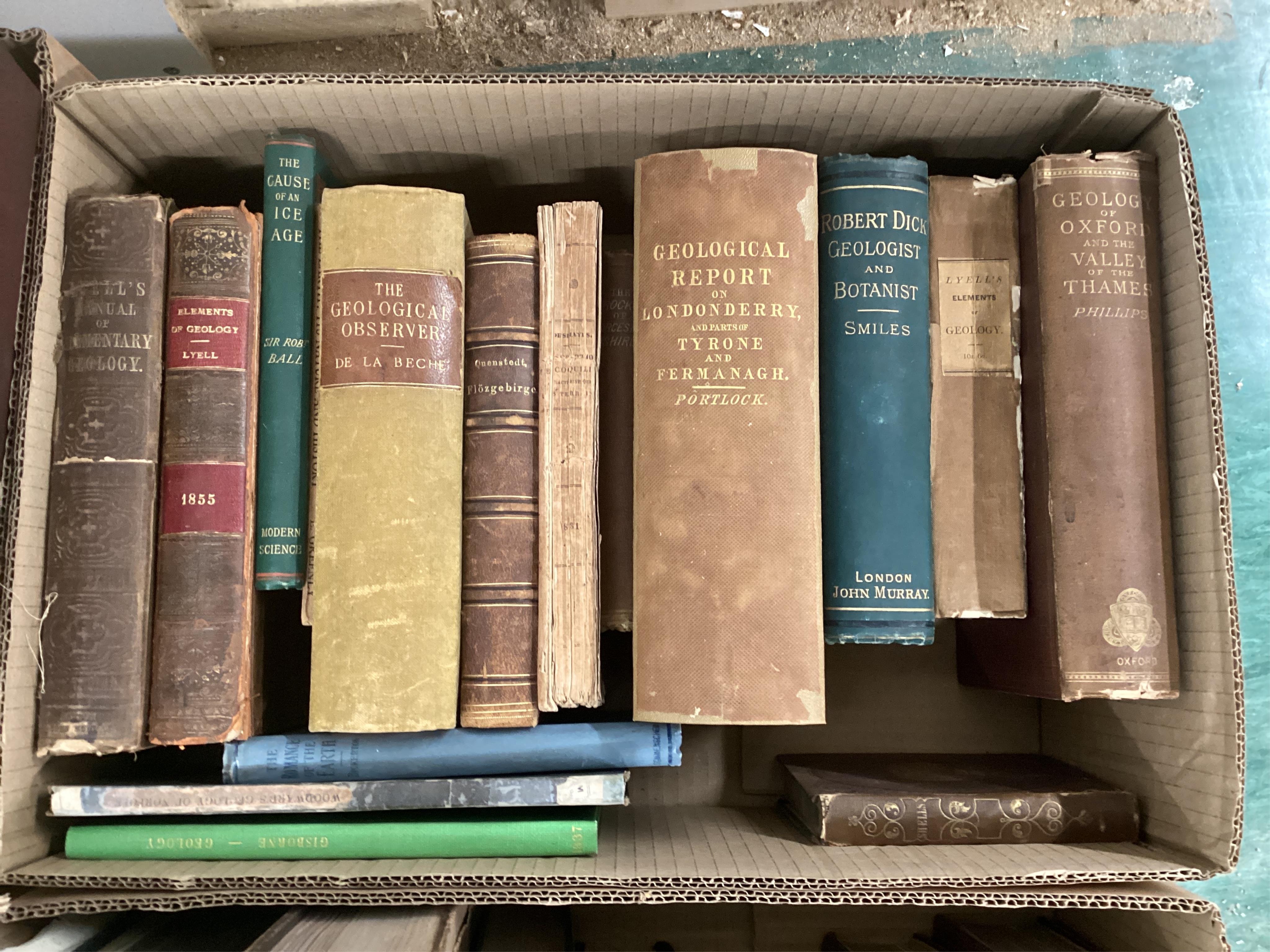 Clark, J.W and Hughes, T. M - The Life and Letters of Reverend Adam Sedgwick, 2 vols, 8vo, cloth gilt, Cambridge, 1890, together with approximately 60 other works, principally 19th and 20th century Geology, a quantity, s